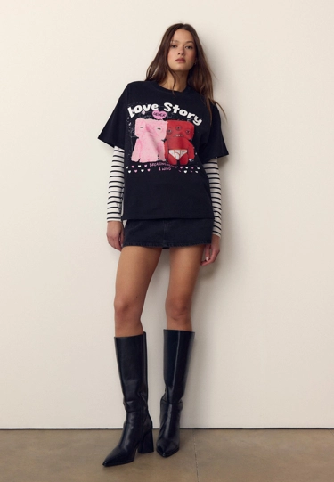 Stradivarius Футболка оверсайз с принтом купить с доставкой.