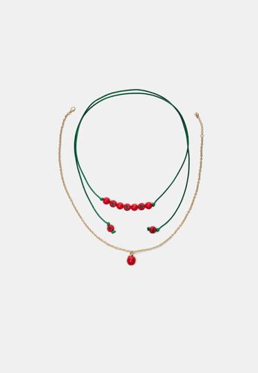 Stradivarius Набор из 2 колье «томат»