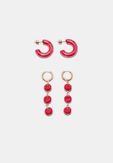 Stradivarius Набор из 2 серег «томат»