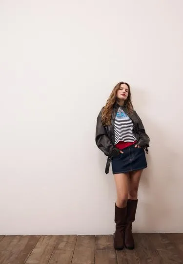 Куртка-баллон с поясом из искусственной кожи