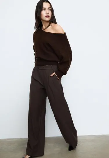 Повседневные брюки в полоску с перекрестной талией- Заказать в России