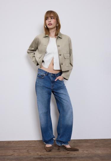 Stradivarius Куртка с карманами из искусственной замши