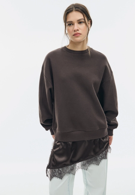 Stradivarius Толстовка с сатиновым подолом