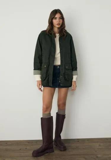 Stradivarius Парка с вощеным покрытием и множеством карманов