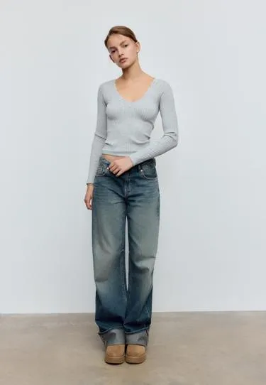 Stradivarius Бесшовная футболка с кружевом