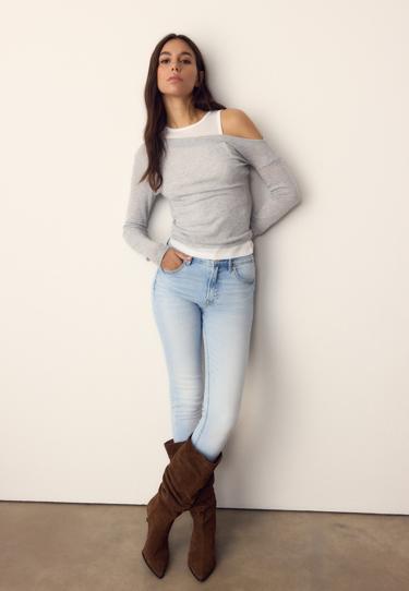 Stradivarius Асимметричная двойная футболка