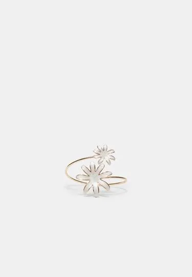 Браслет с двойным эмалированным цветком