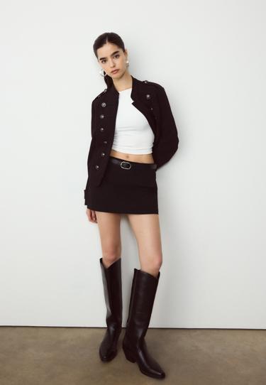 Stradivarius Мини-юбка-шорты с поясом купить с доставкой.