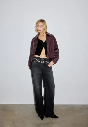 Стеганая куртка-бомбер из искусственной кожи- Заказать в России