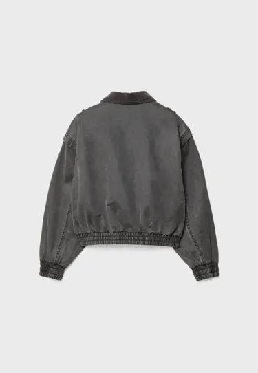 Укороченная куртка с эффектом потертости- Заказать в России