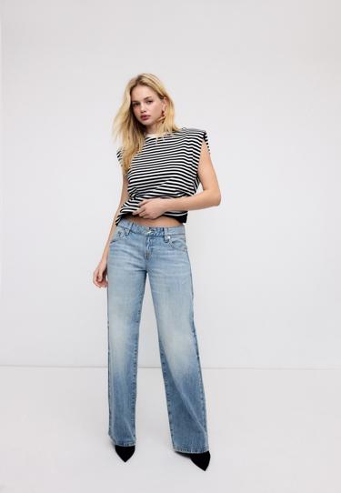 Stradivarius Базовая футболка в полоску с подплечниками купить с доставкой.