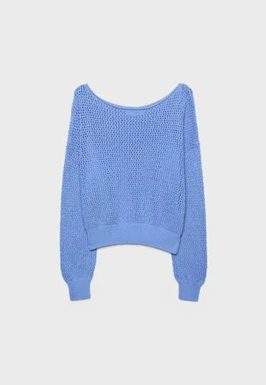 Вязаный джемпер в сетку с вырезом-лодочкой- Заказать в России