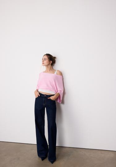 Stradivarius Свитер с вырезом-лодочкой и наложением