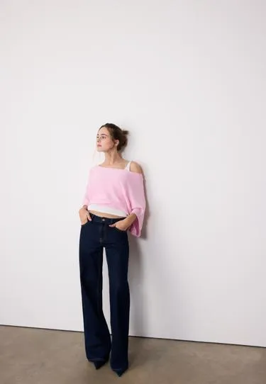 Свитер с вырезом-лодочкой и наложением- Заказать в России