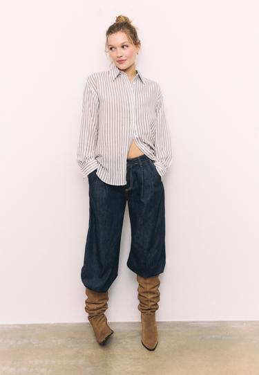 Stradivarius Рубашка под льняной эффект