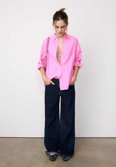 Stradivarius Свободная рубашка под лен купить с доставкой.