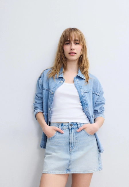 Stradivarius D60 базовая джинсовая мини-юбка