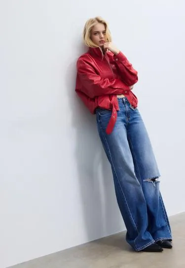 Джинсы D91 с низкой посадкой и широкими штанинами- Заказать в России