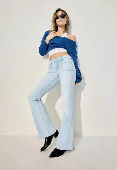 Джинсы с низкой посадкой и простроченными карманами- Заказать в России