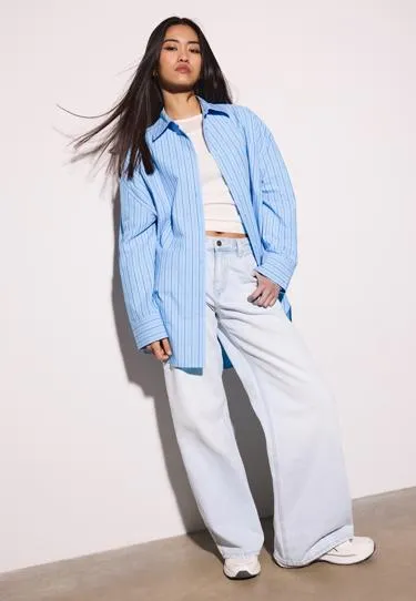 Рубашка оверсайз в полоску- Заказать в России