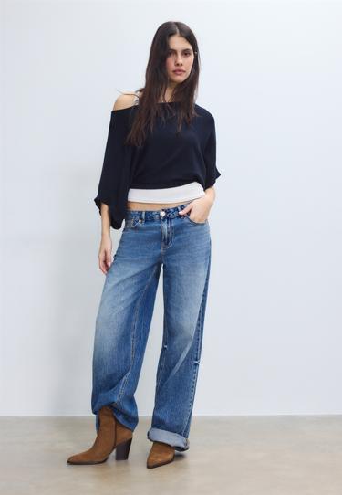 Stradivarius Свитер с вырезом-лодочкой и наложением купить с доставкой.