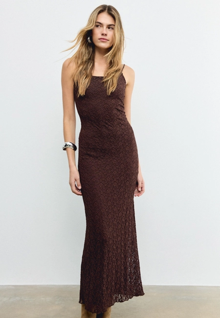 Stradivarius Платье миди из кружева на бретелях