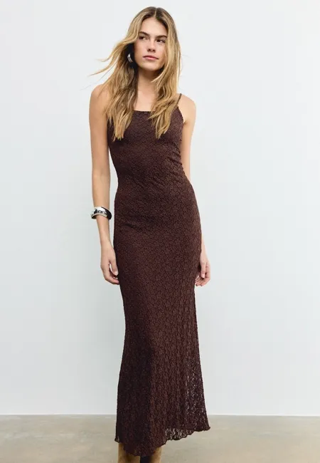 Платье миди из кружева на бретелях- Заказать в России