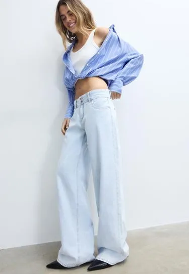 Джинсы с низкой посадкой на двух пуговицах- Заказать в России