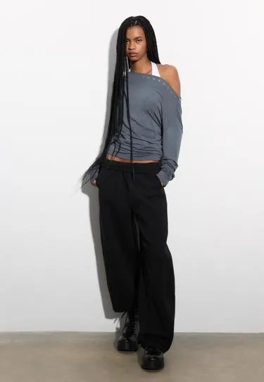 Асимметричная футболка с заклепками- Заказать в России