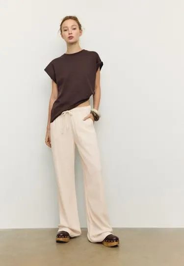 Прямые брюки под льняной