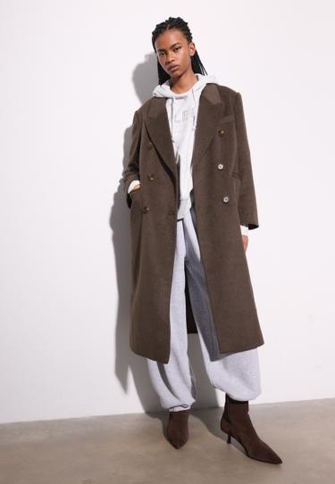 Stradivarius Длинное двубортное пальто оверсайз купить с доставкой.