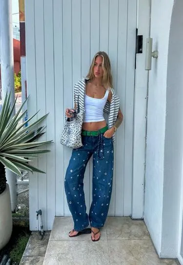 Джинсы BARREL с люверсами