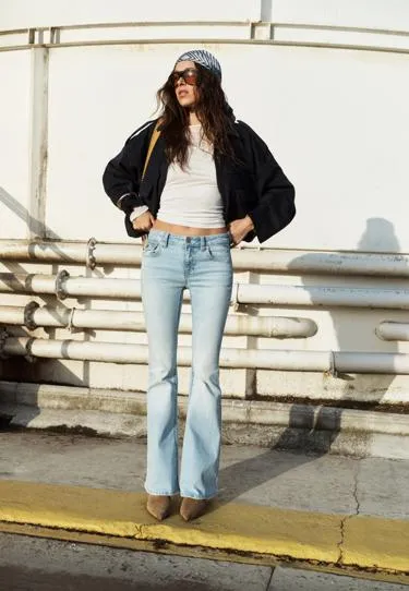 D04 джинсы клеш с низкой посадкой- Заказать в России