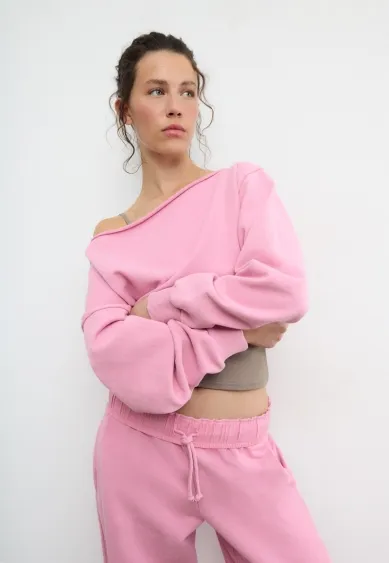 Укороченная толстовка с эффектом потертости- Заказать в России