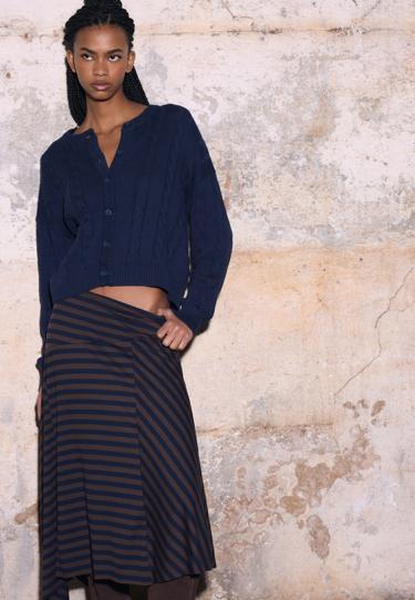 Stradivarius Вязаный кардиган с косами на пуговицах