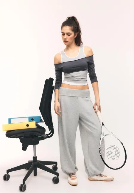 Мягкие брюки-джоггеры «рукава-фонарики» с отворотом на талии- Заказать в России