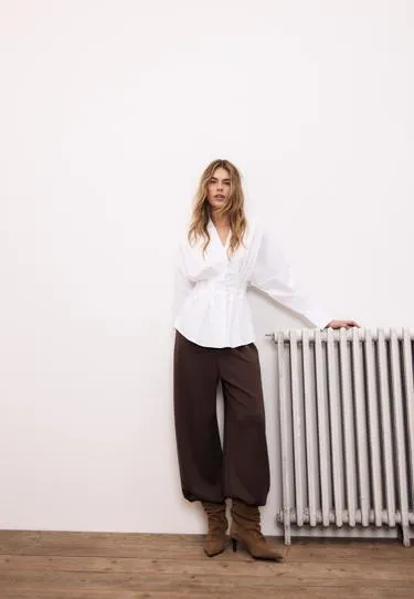 Рубашка из поплина со складками- Заказать в России