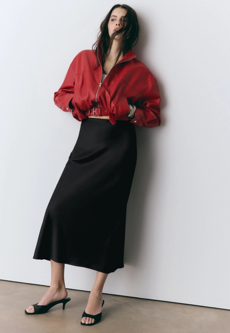 Stradivarius Юбка миди из сатина