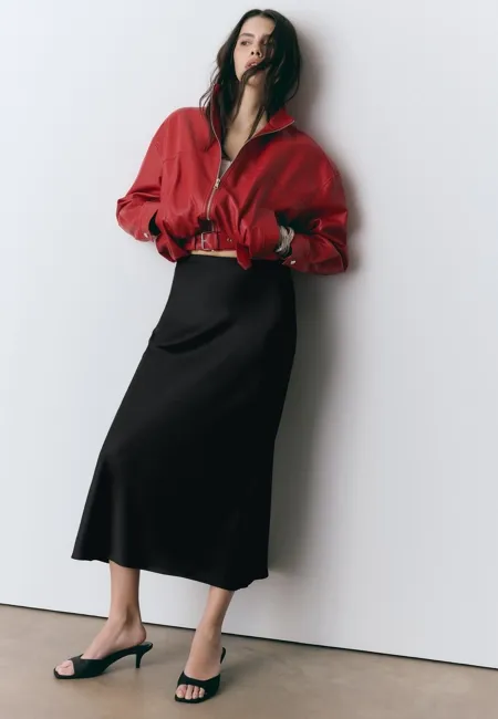 Юбка миди из сатина- Заказать в России