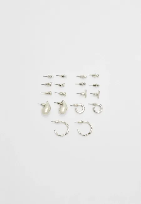 Set of 9 pairs of mini teardrop earrings- Заказать в России