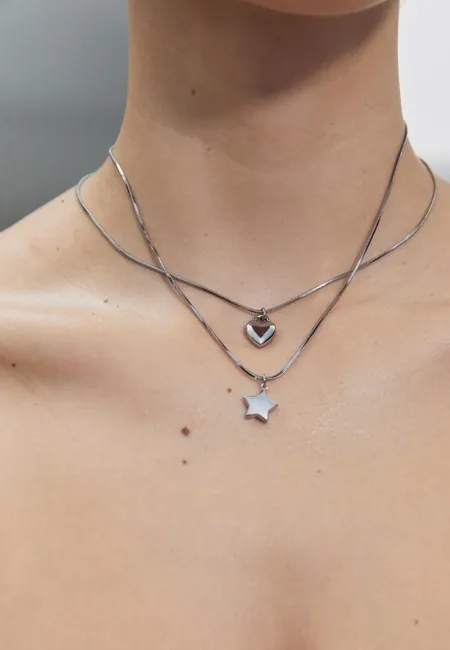 Набор из 2 водонепроницаемых ожерелий со звездой и сердцем- Заказать в России