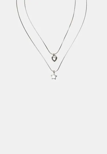 Set of 2 waterproof star  heart necklaces