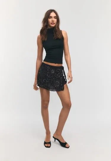 Мини-юбка-шорты парео с вышивкой- Заказать в России