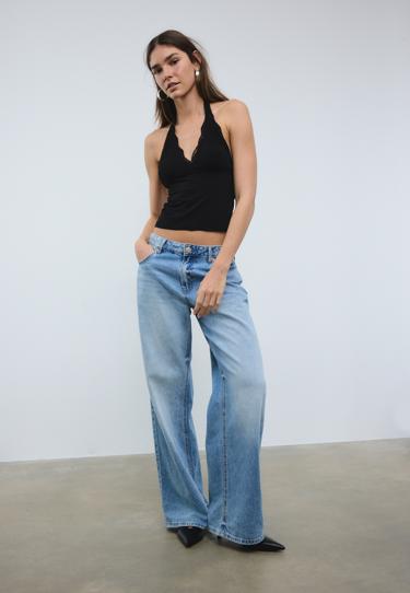 Топ с горловиной халтер и кружевом- Заказать в России