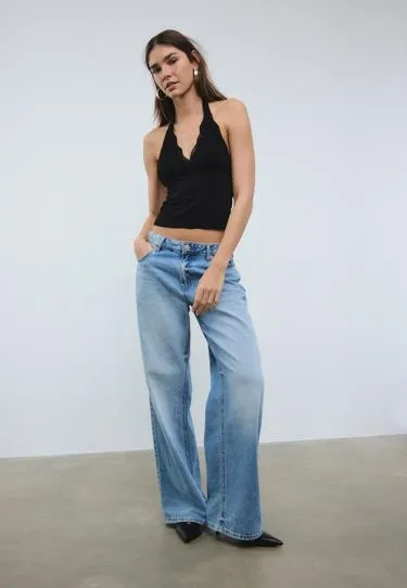 Топ с горловиной халтер и кружевом- Заказать в России