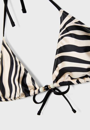 Бюстгальтер бикини треугольный с атласным принтом- Заказать в России