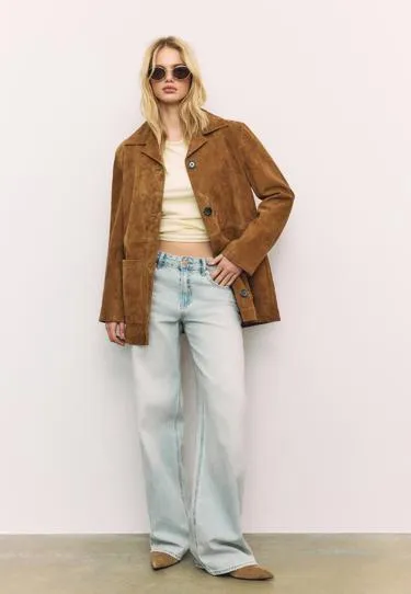 Кожаная куртка с карманами- Заказать в России