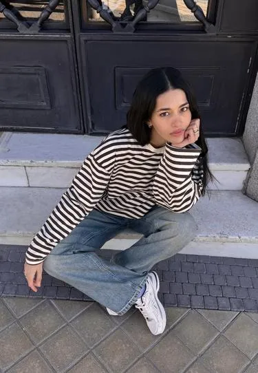 Полосатая футболка с длинными рукавами- Заказать в России