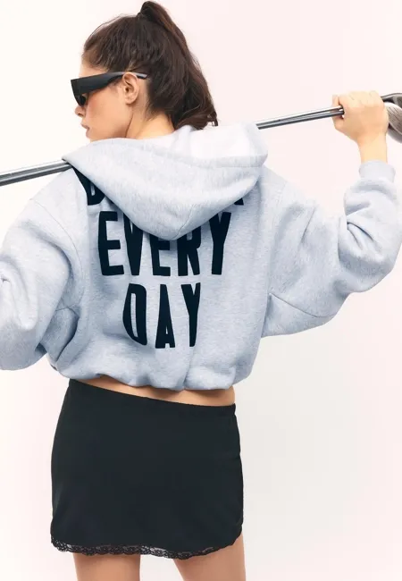 Толстовка-бомбер с принтованным капюшоном- Заказать в России