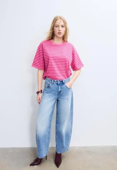 Полосатая футболка с короткими рукавами- Заказать в России